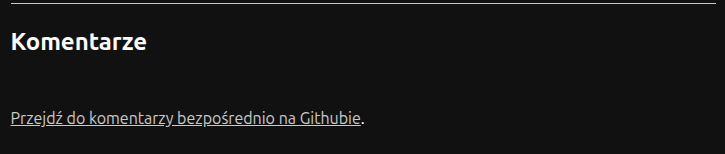 Sekcja "Komentarze", w której znajduje się link "Przejdź do komentarzy bezpośrednio na GitHubie"