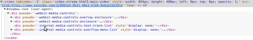 Shadow DOM tagu video w przeglądarce Chrome